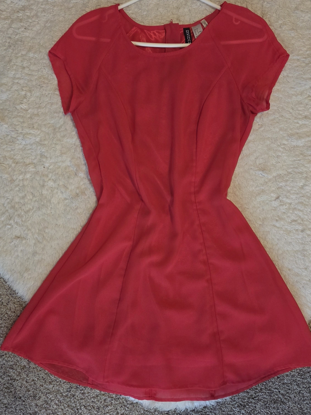 Divided Red Fit-and-Flare Short Sleeve Dress
